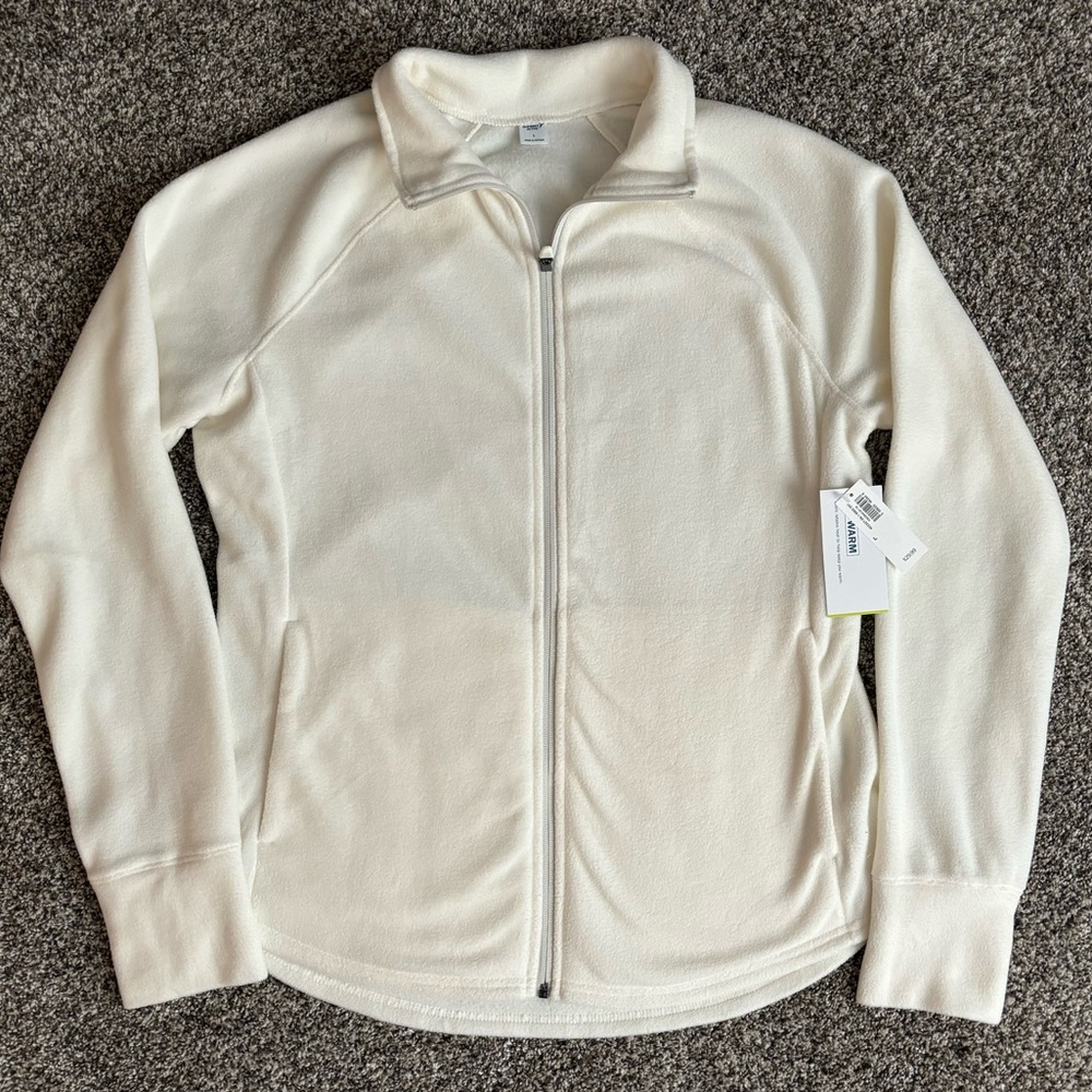 Old Navy ACTIVE fleece zip up jacket women’s large NWT NEW cream color